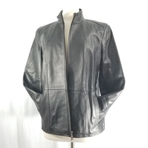 VALERIE STEVENS Black Lambskin Leather Jkt  Sz L